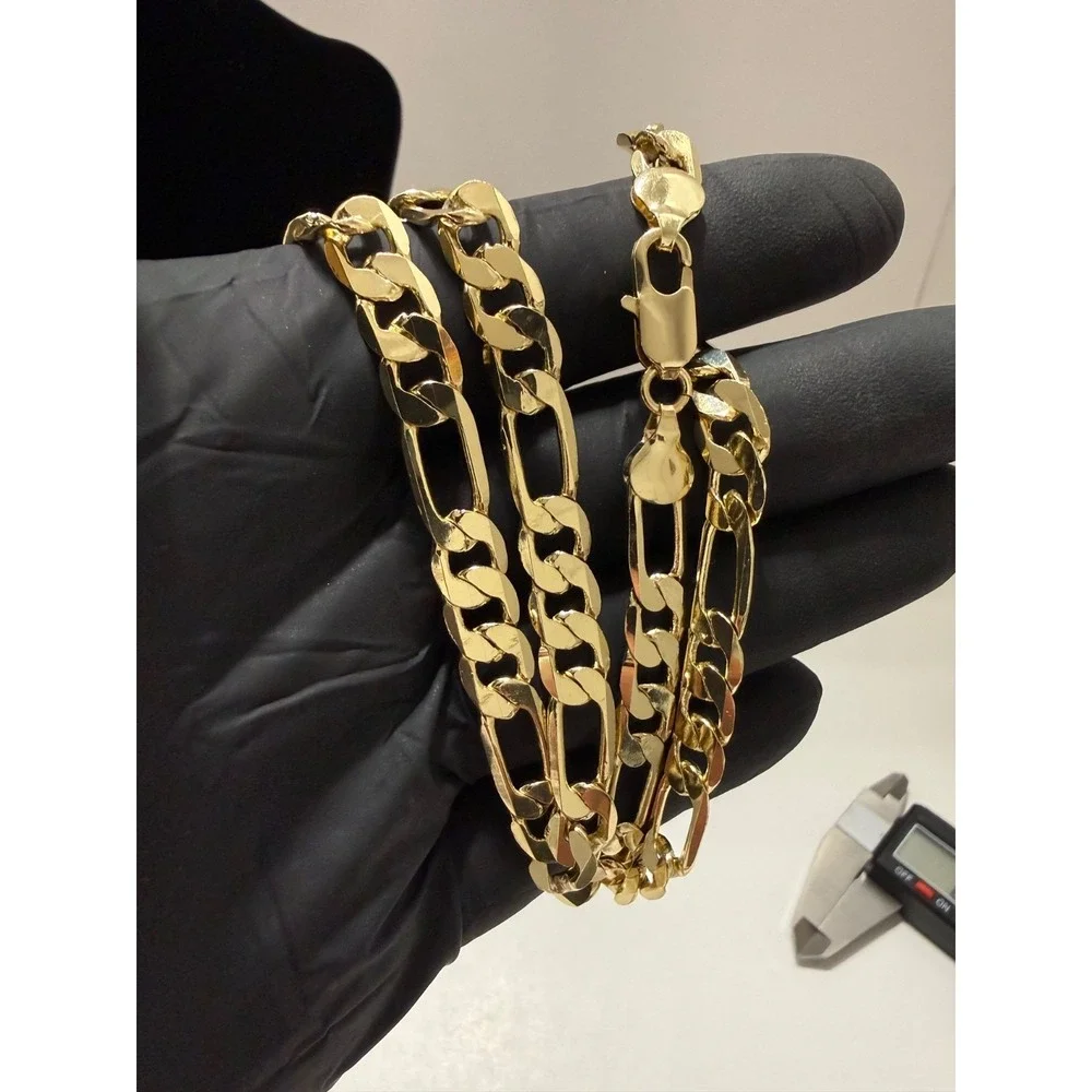 figaro necklace chain 14k gold layered 24 inch 7.5mm lobster clasp